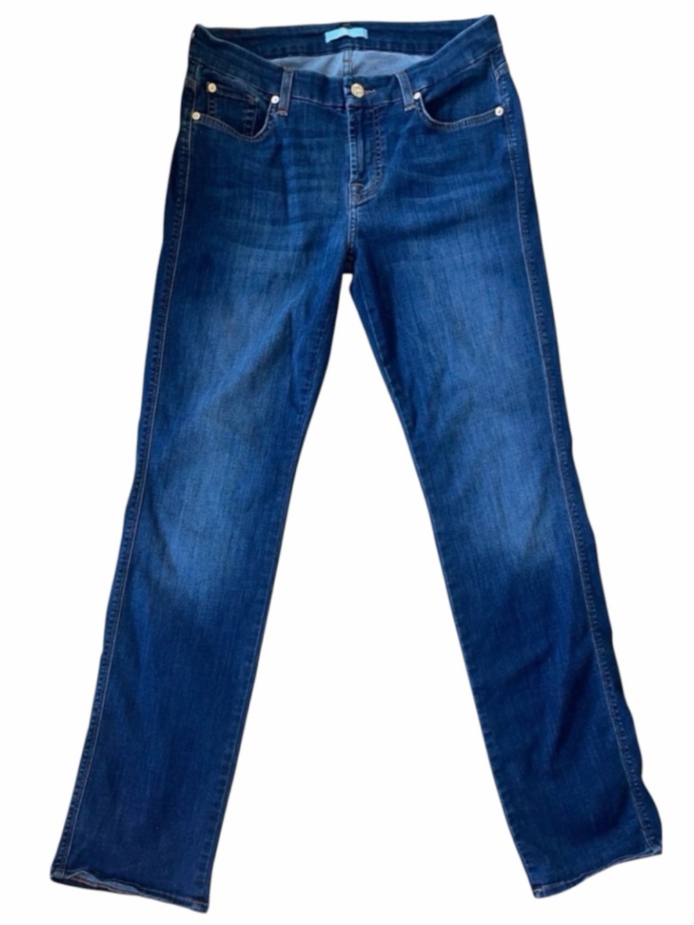 7 For All Mankind Women's Indigo Straight-Leg Jeans Sz 28 -EUC